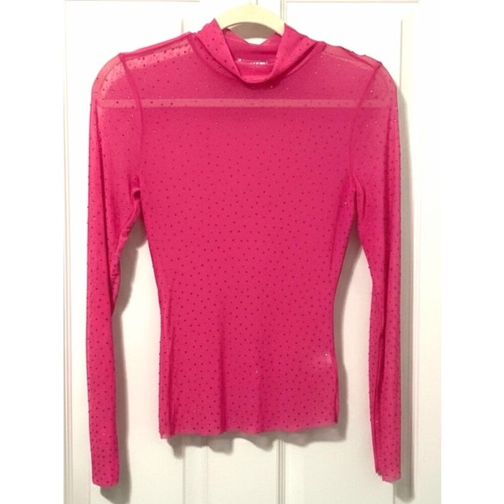 Pink Mesh Top with Rhinestones
